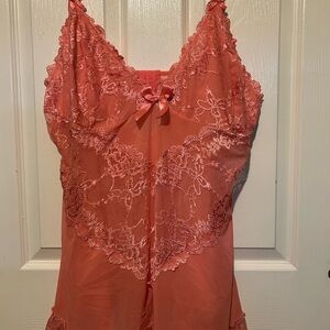 Plus size Coral Baby Doll lingerie (3x)